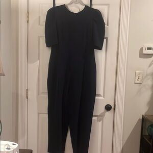 Maggy London Blue Jumpsuit with Puffed Sleeves